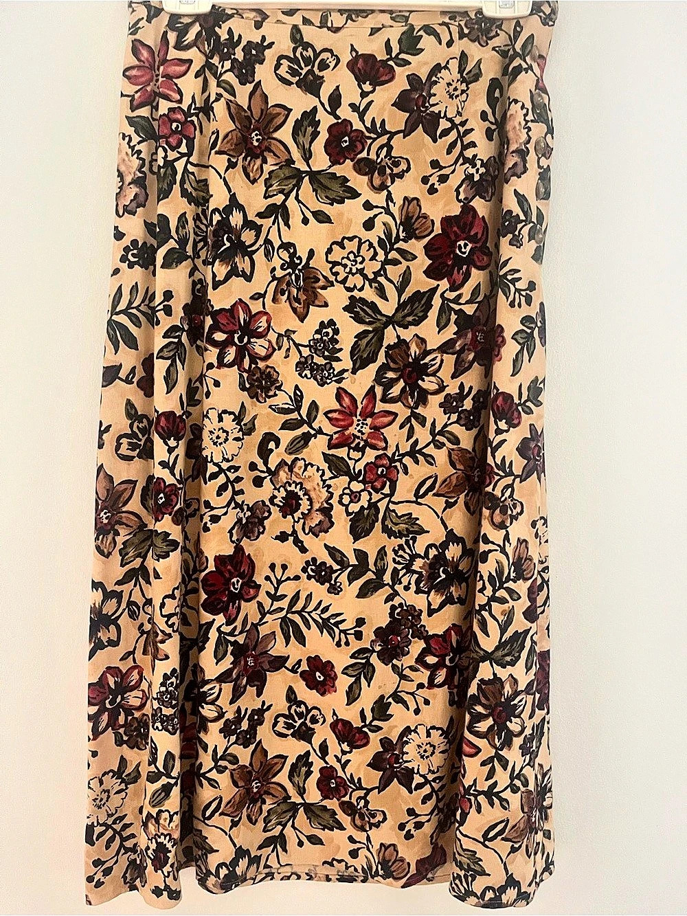 Talbots Floral Midi Skirt Brown Red Size 8P